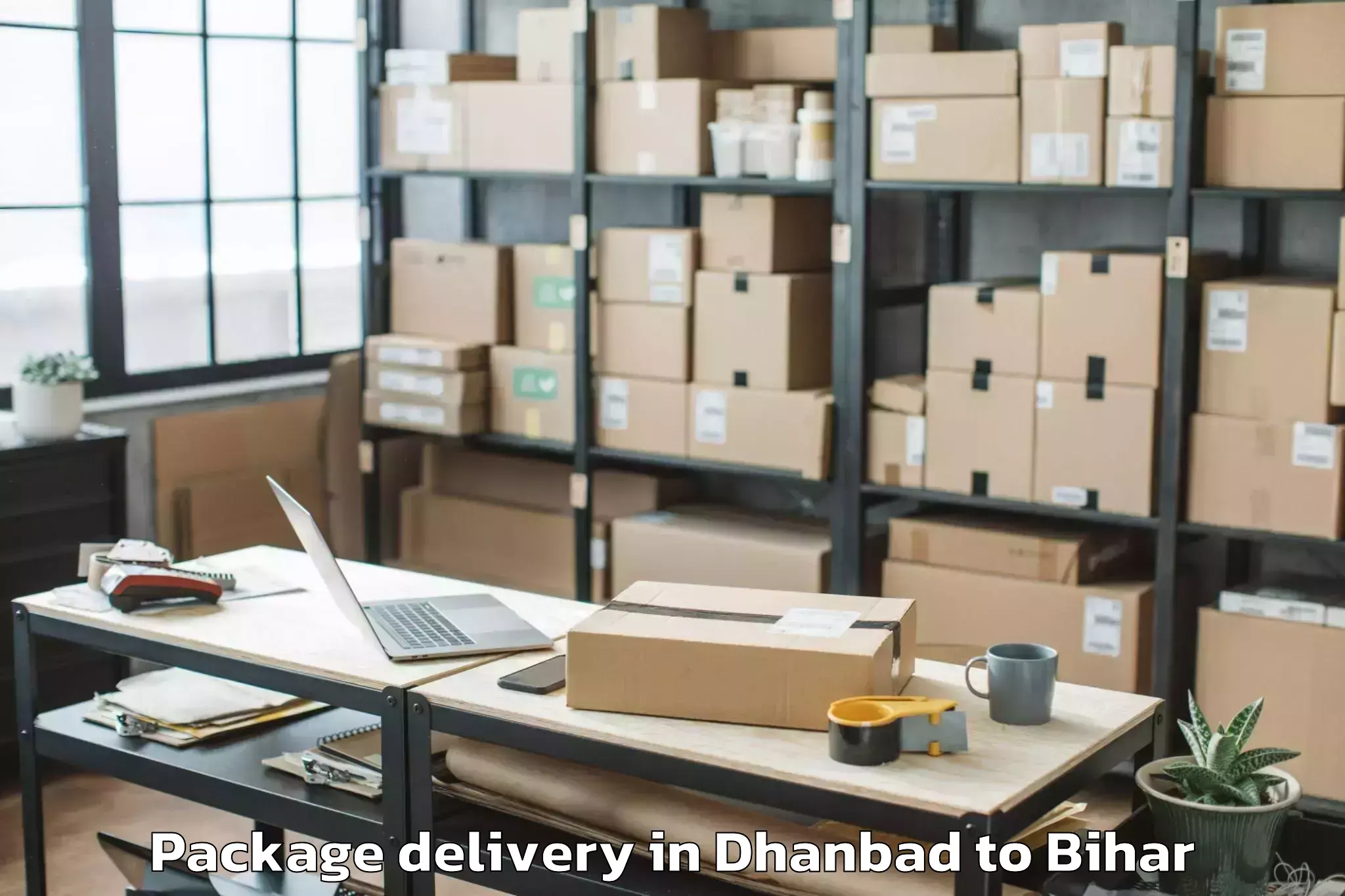 Trusted Dhanbad to Harsidhi Pakariya Package Delivery